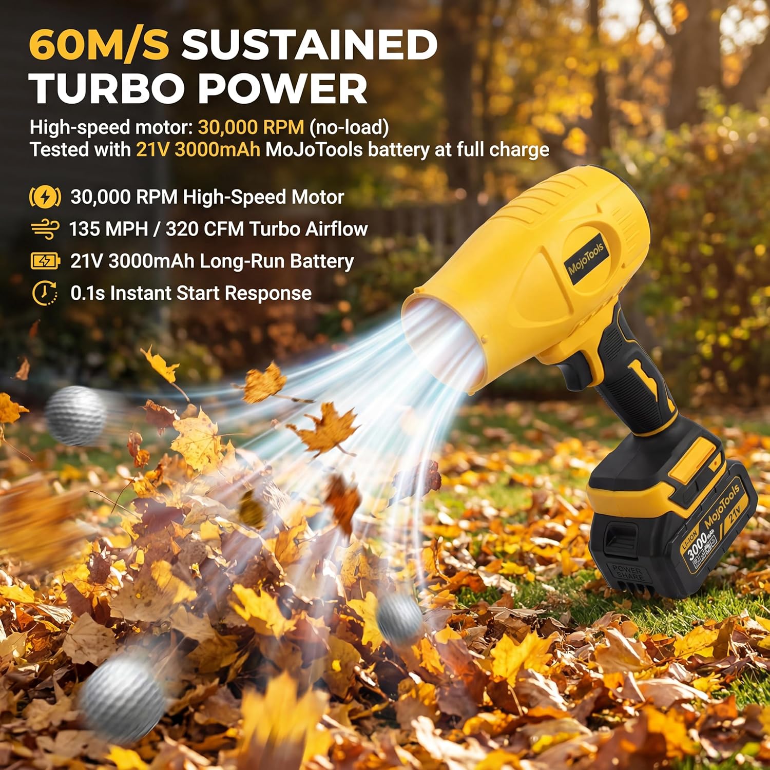 21V Cordless Leaf Blower with Battery and Charger, 135 MPH 320 CFM Lightweight Handheld Blower, Battery Powered Leaf Blower with Extension Tubes for Patio, Yard, Car & Dust Cleaning