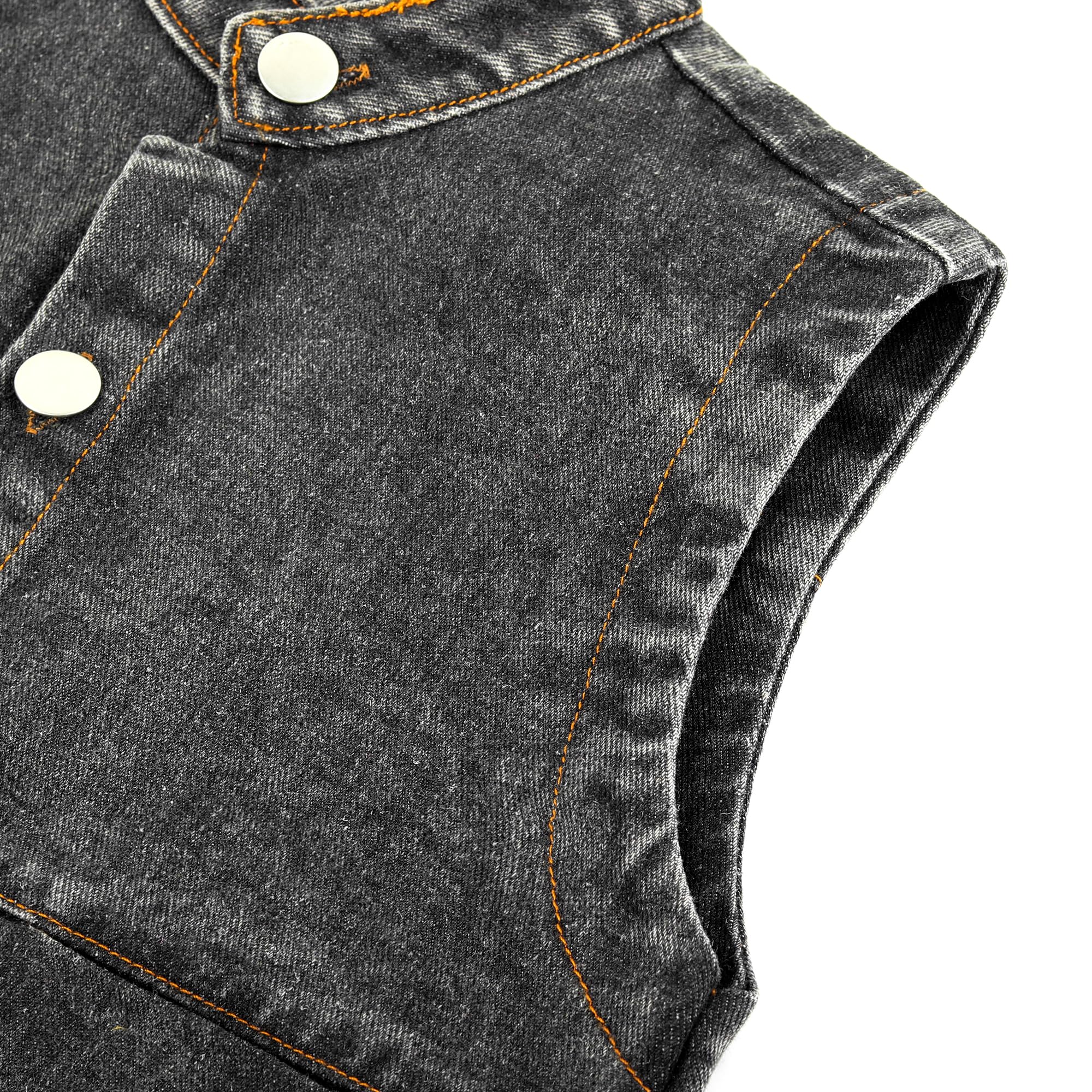 Bebé Niños pequeños Mezclilla Chalecos Primavera Otoño Sin Mangas Chaqueta Niños Niñas Cuello Alza Top Sólido Clásica Casual Botones Ropa de Abrigo