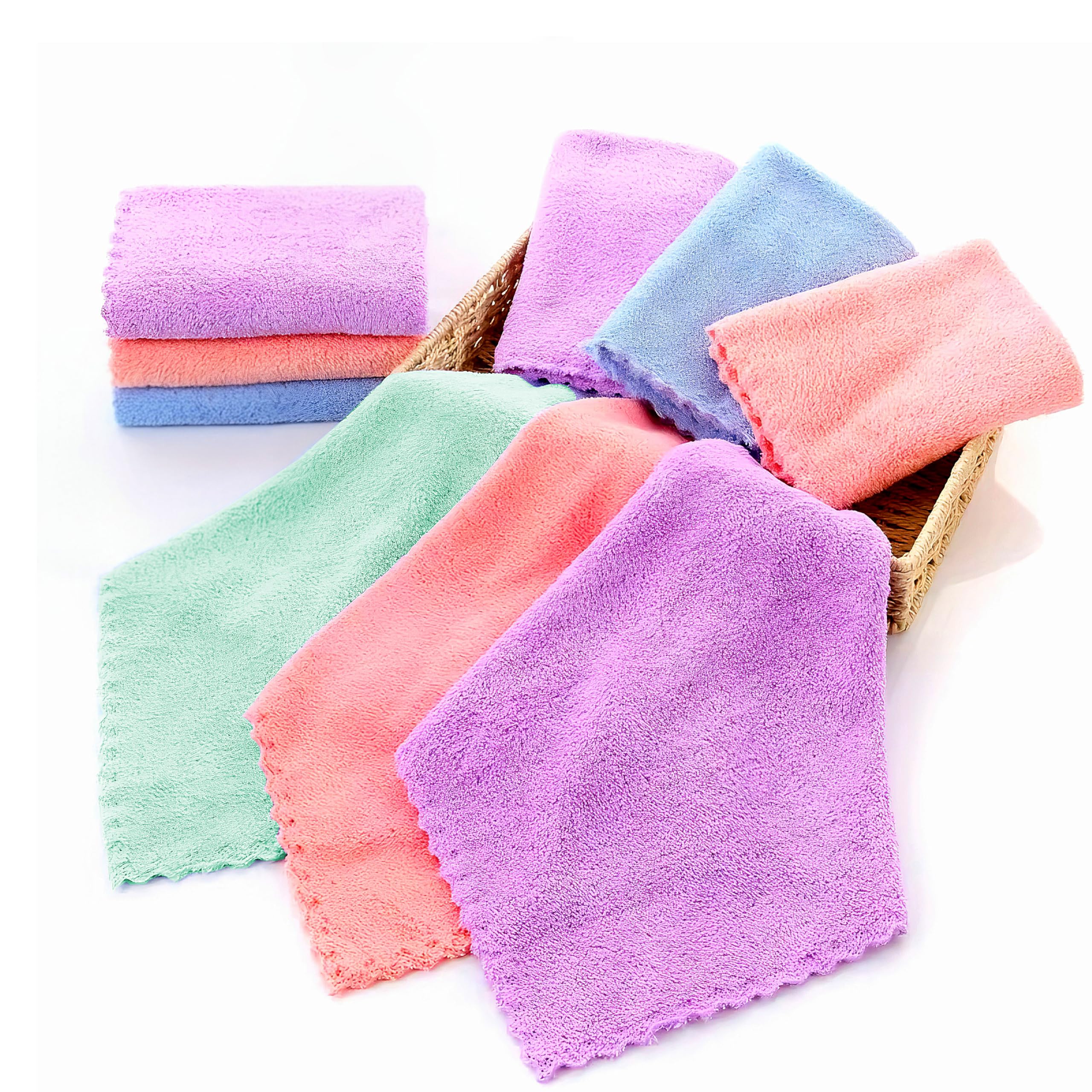 Face Towel – Set of 12 (25x25 cm, 340 GSM, Multicolor), Soft and Absorbent Small Size Rumal, Handkerchief, Hanky Set for Women, Kids and Newborn Babies-image-11