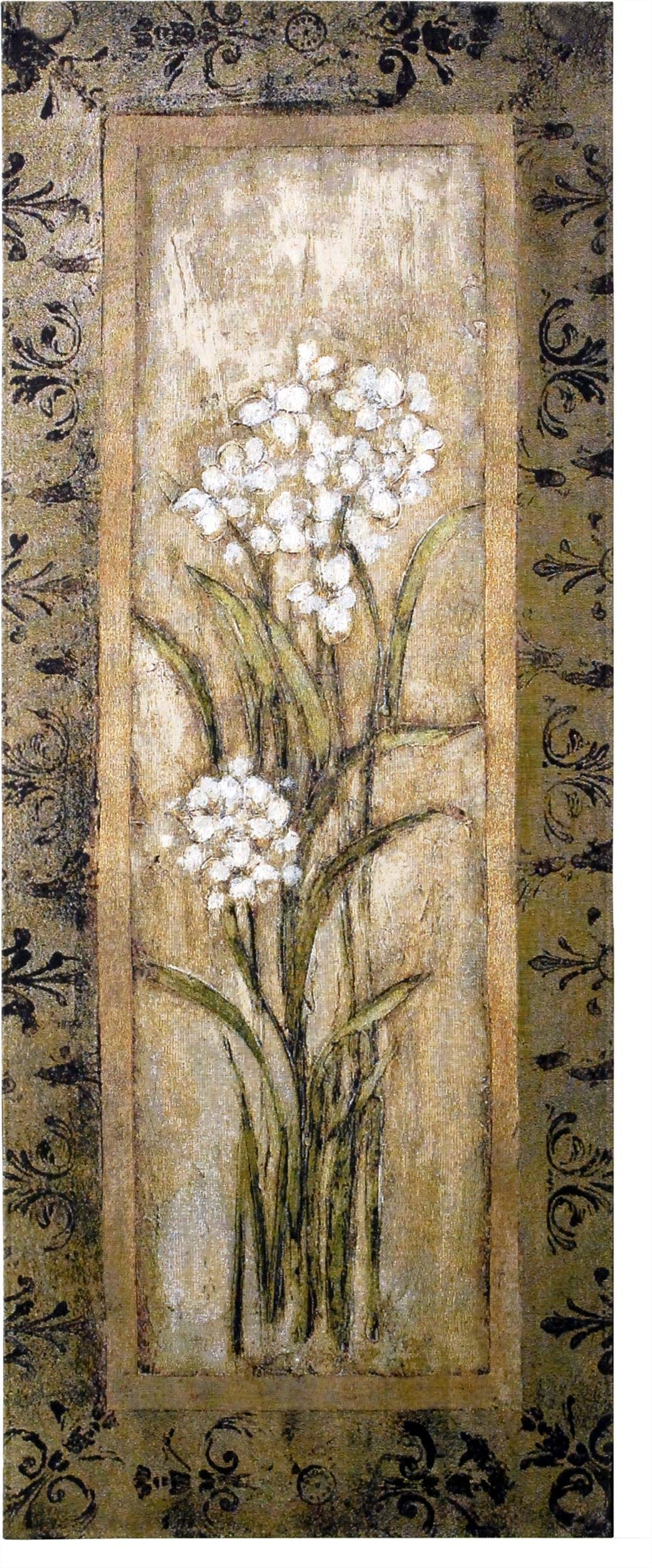 Paperwhite I by Mindeli | Woven Tapestry Wall Art Hanging | White Blooming Narcissus Bulbs | 100% Cotton USA Size 53x22