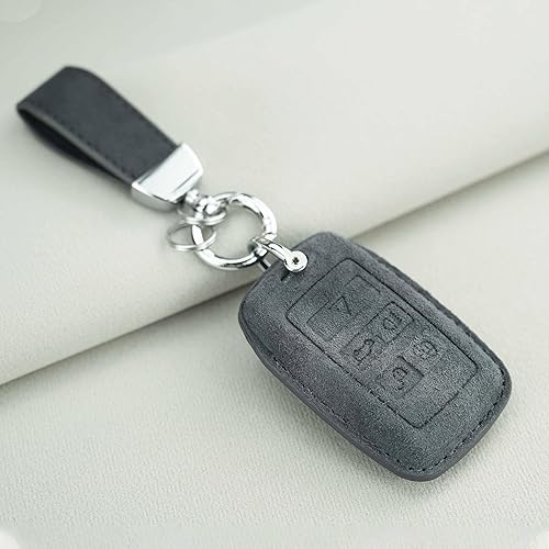 Miniatura 24 de SANRILY Suede Leather Key Fob Cover for Land Range Rover Discovery Rover Sport 2018 2019 and Jaguar XF 2021 Keyless Full Protection Smart Key Fob
