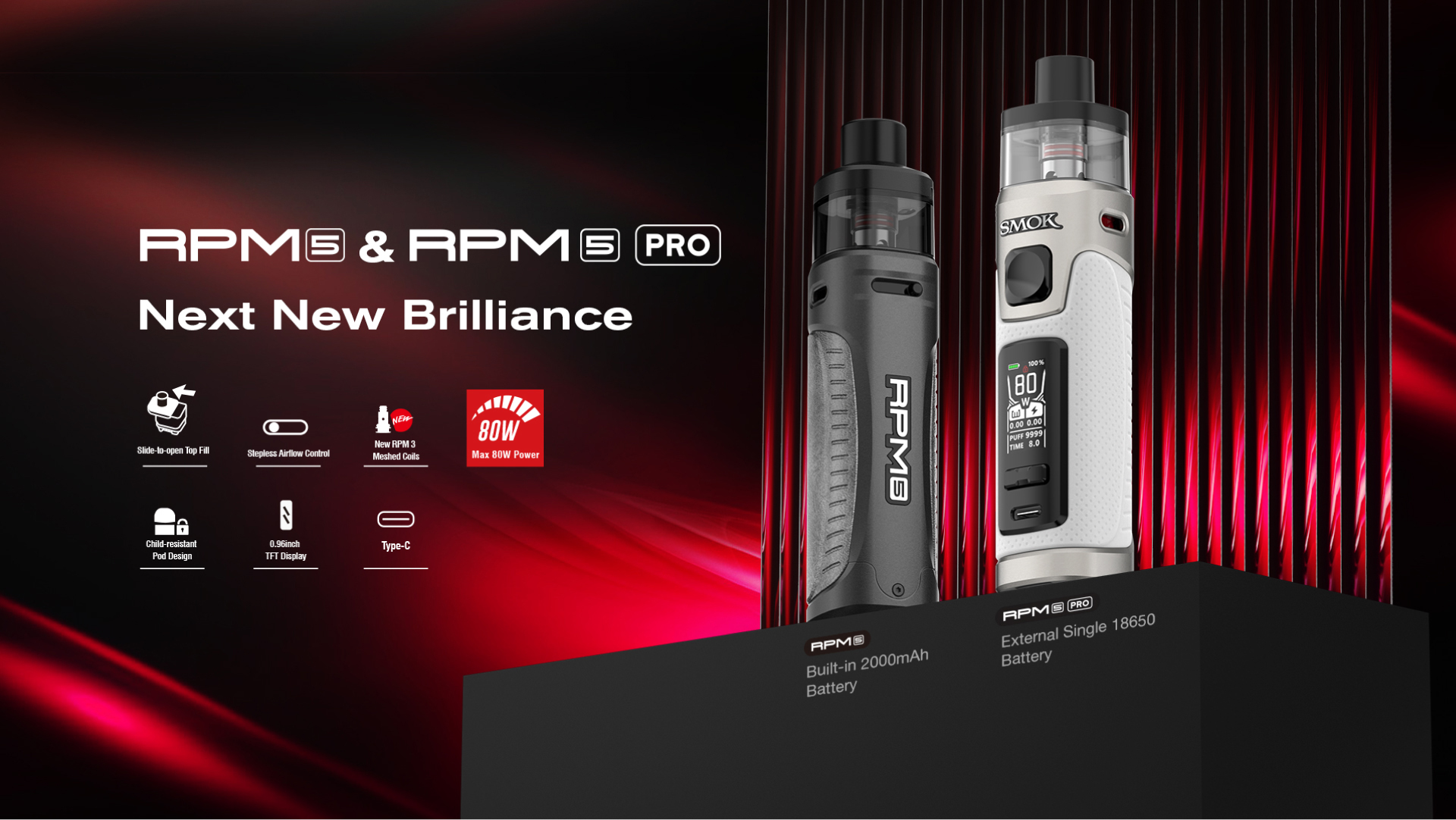 SMOK RPM5 PRO E Cigarette Vape Starter Kit, 2ml No liquid, No