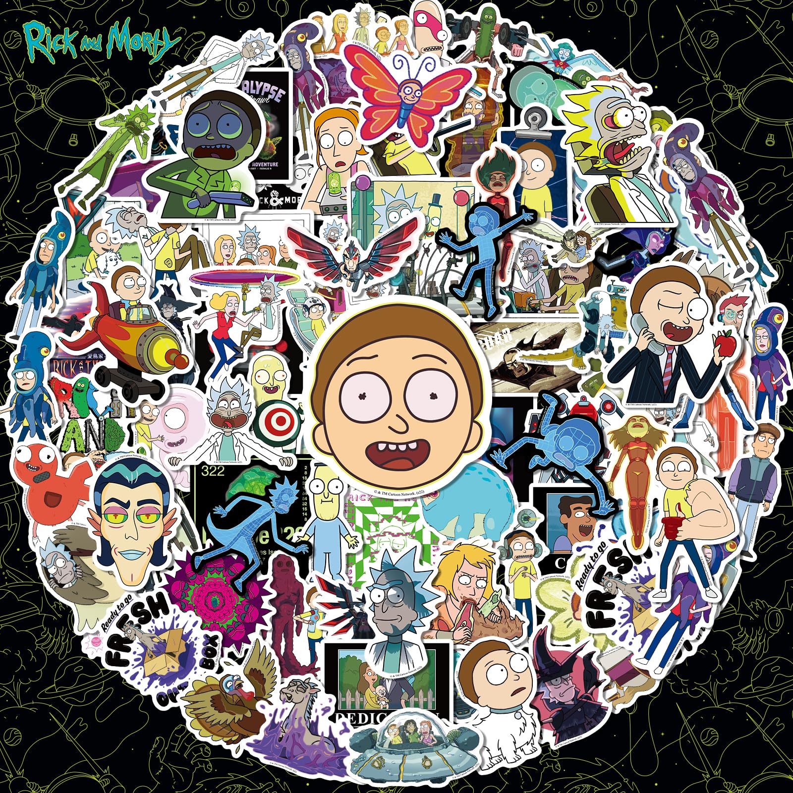 Rick and Morty Stickers, Charon Waterproof Anime Decals for Laptop, Water Bottles, Skateboards & Mousepad, Officially Licensed Sticker for Teens,