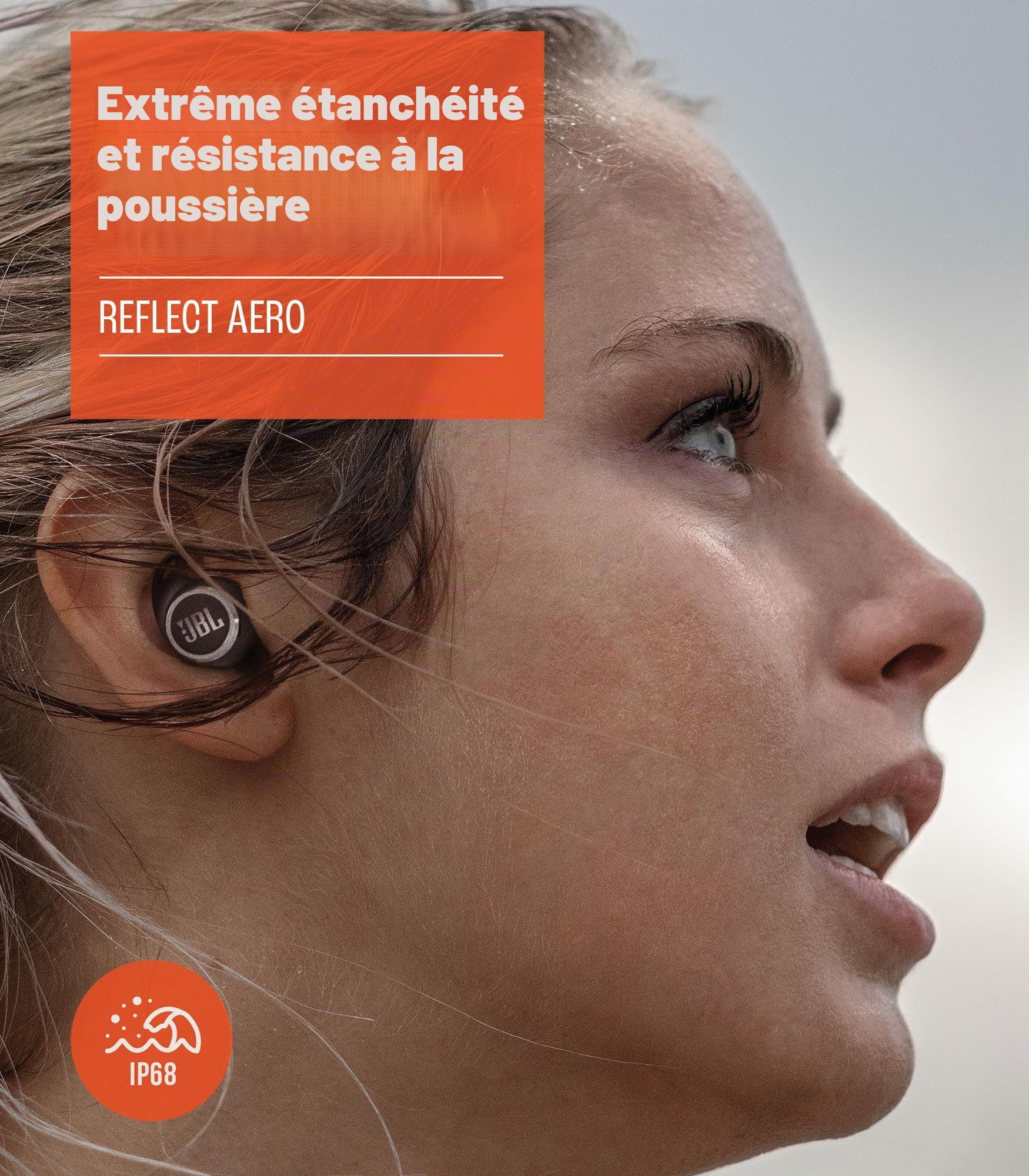 Écouteurs de sport intra-auriculaires JBL Reflect Aero, sans fil avec réduction du bruit, étanche, autonomie de 8 heures, noir