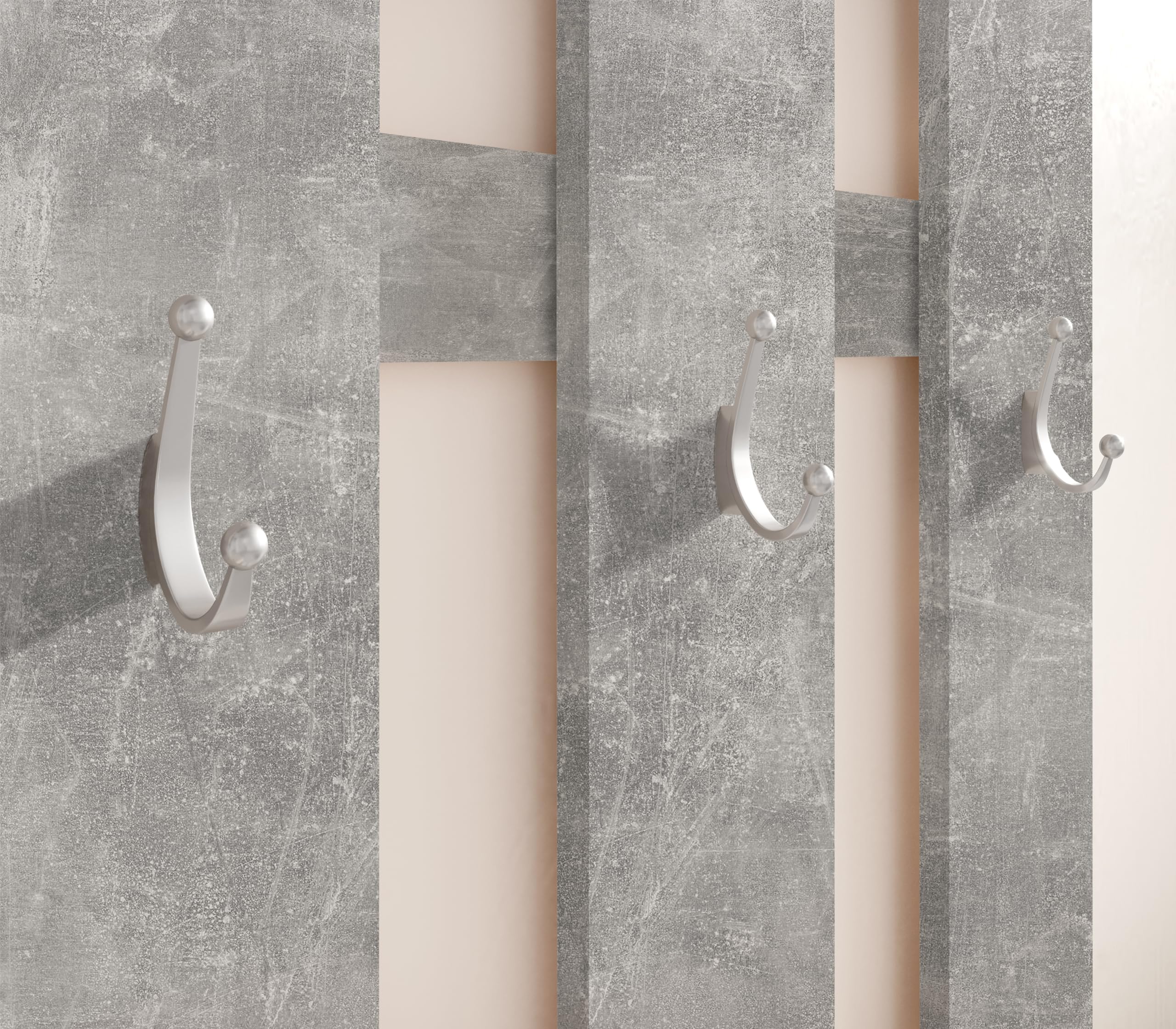 Vera Garderobe mit Spiegel weiß matt - Kompaktgarderobe Korpus Beton Optik - 100 x 190 x 26 cm (B/H/T)
