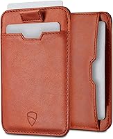 Vista 5 de Vaultskin CHELSEA - Cartera de piel delgada con bloqueo RFID para hombre, tarjetero minimalista con bolsillo frontal rojo carmín