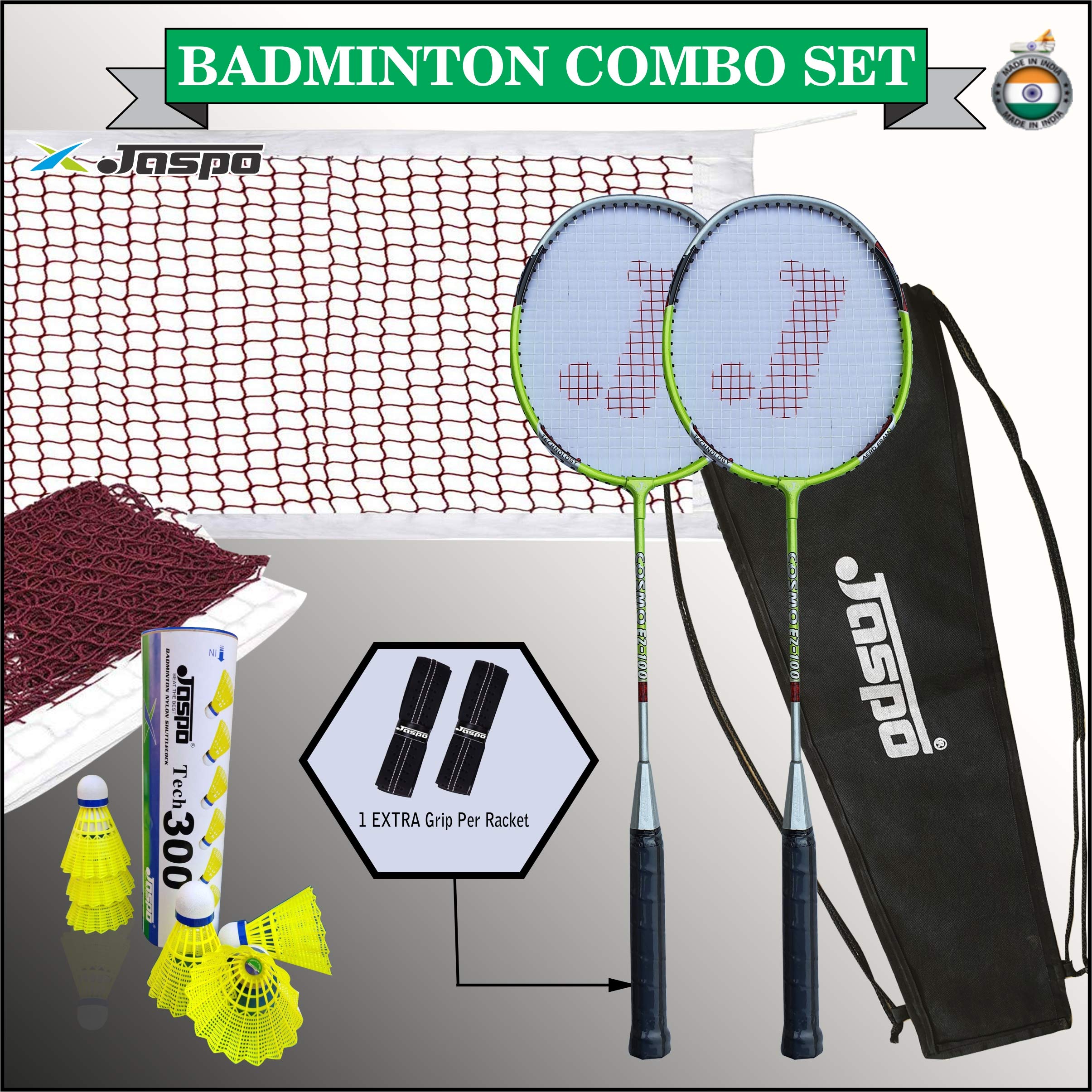 Buy Jaspo CosmoEZ100 NANOTECH Badminton Combo Including 2Racquets