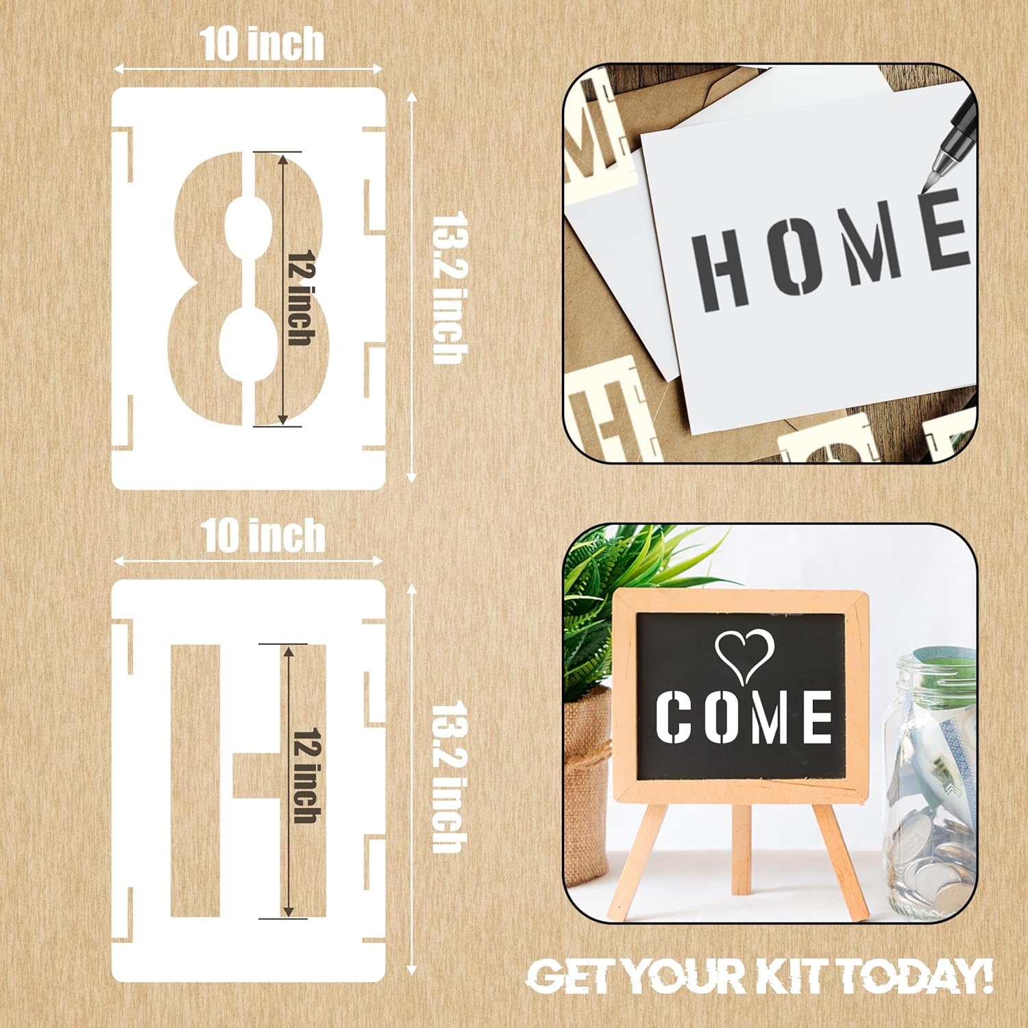 42pcs Traceable Interlocking Stencil Template Set, 12 Inch Reusable Letter Stencils for Painting, Alphabet Numbers and Symbols for Bullet Journal Canvas Rock Sign Wall Art Fabric Chalkboard