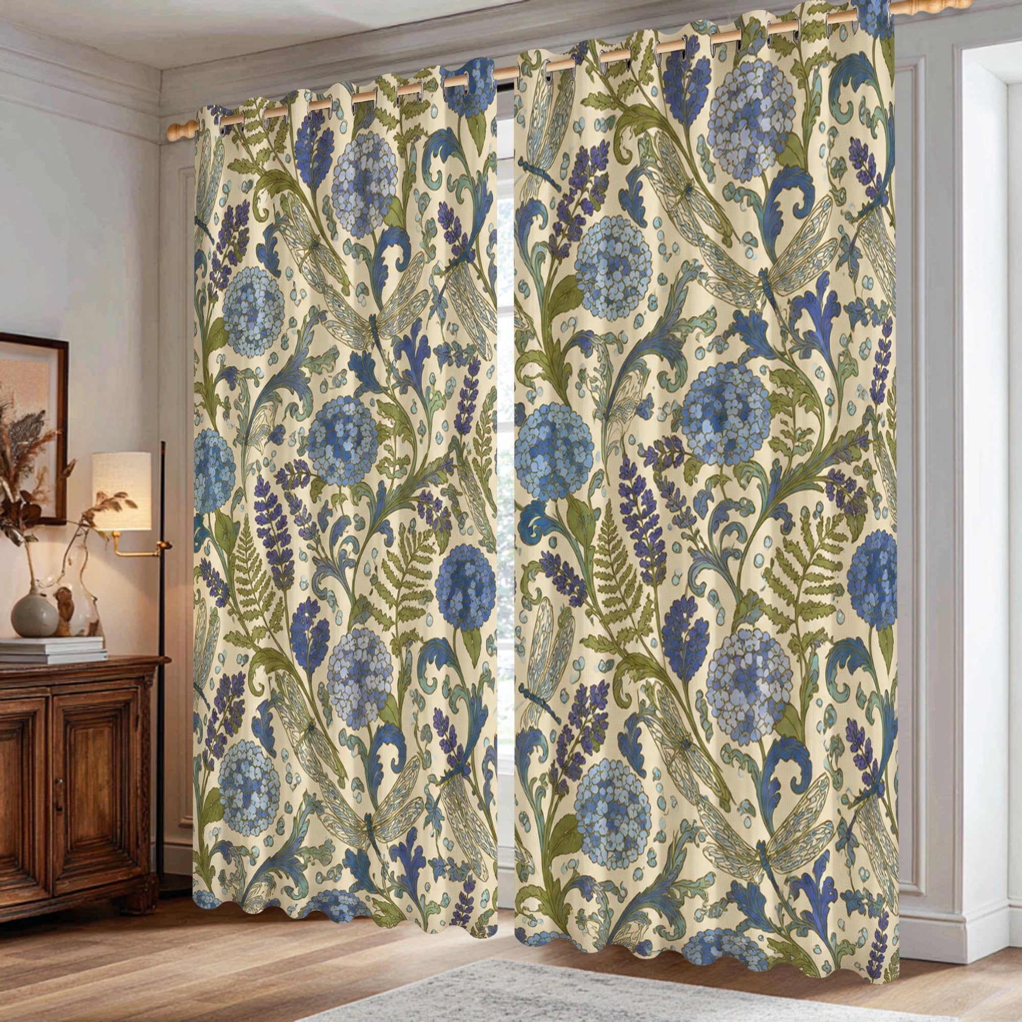 Rideaux occultants isolants : la solution anti-chaleur et lumière motif floral bleu