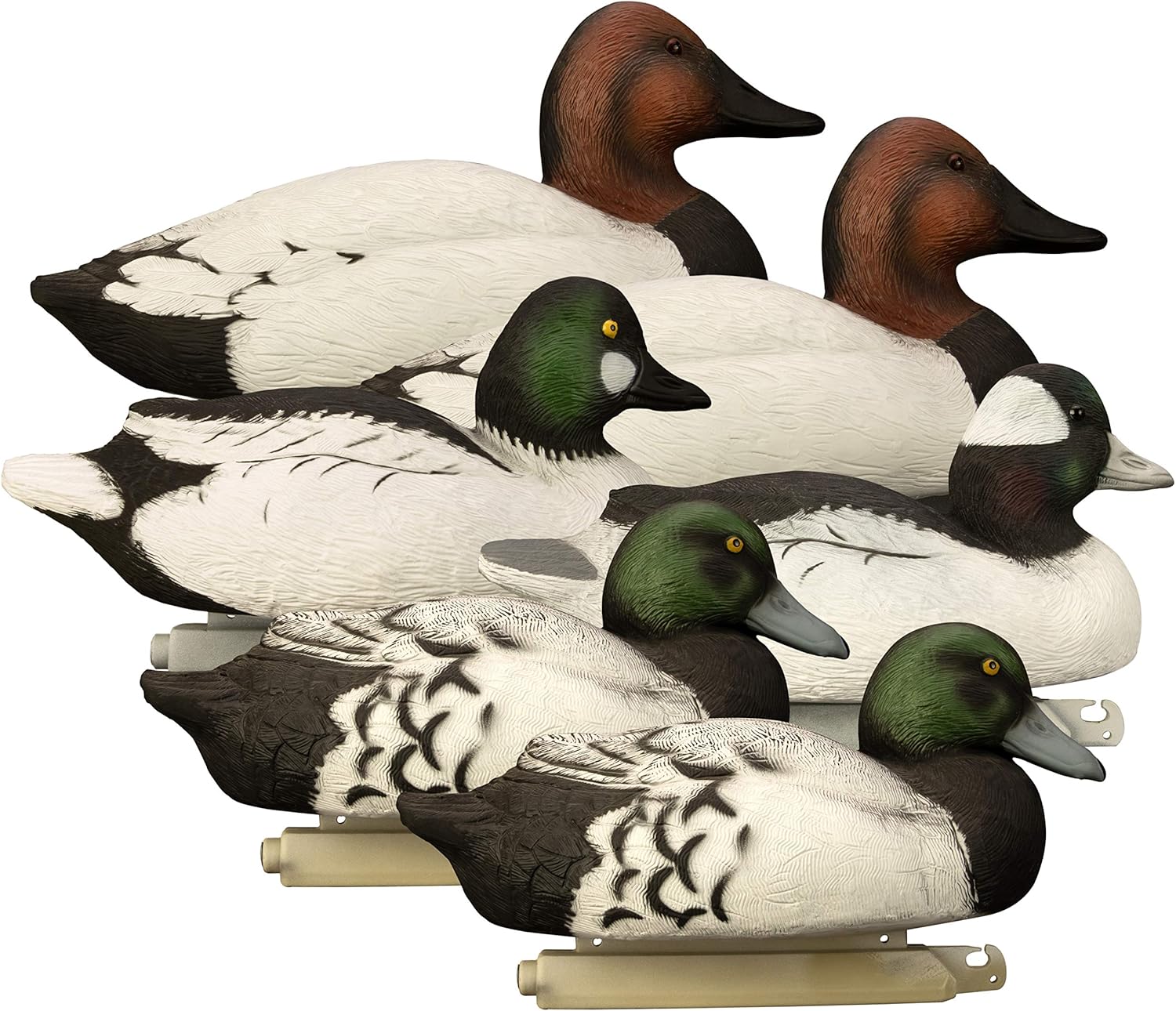 Higdon Outdoors Diver Pack Duck Decoys | Unsinkable with Swivel Heads & Weighted Keels | High-Contrast Visibility| Durable & Easy-Set Floating Design | Foam Filled | 6pk | All Drakes