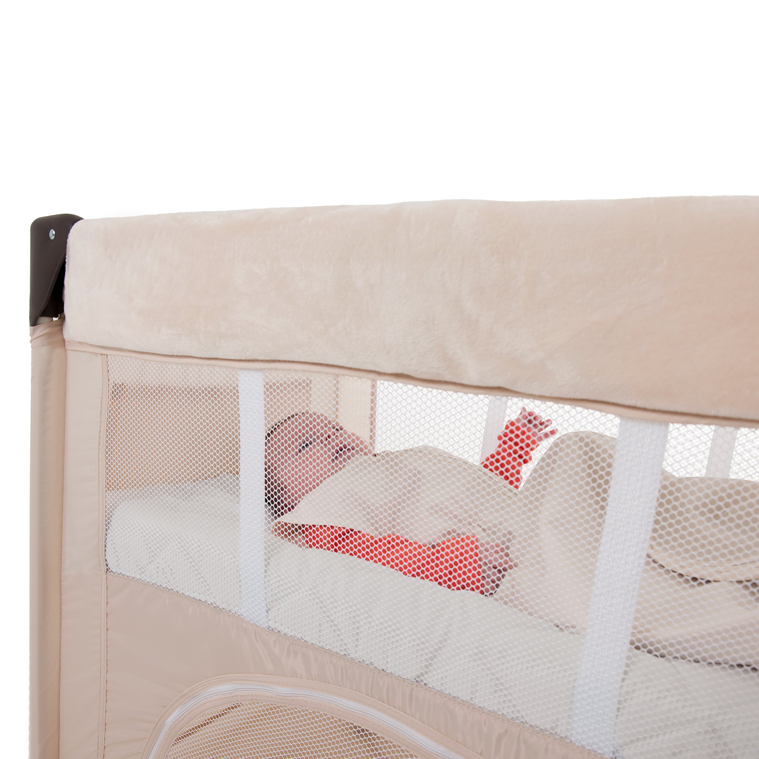 Hauck Bed Me prześcieradło ochronne na materac 80 x 50 cm, z elastycznymi narożnikami, miękkie prześcieradło z gumką do łóżeczka podróżnego – beżowe