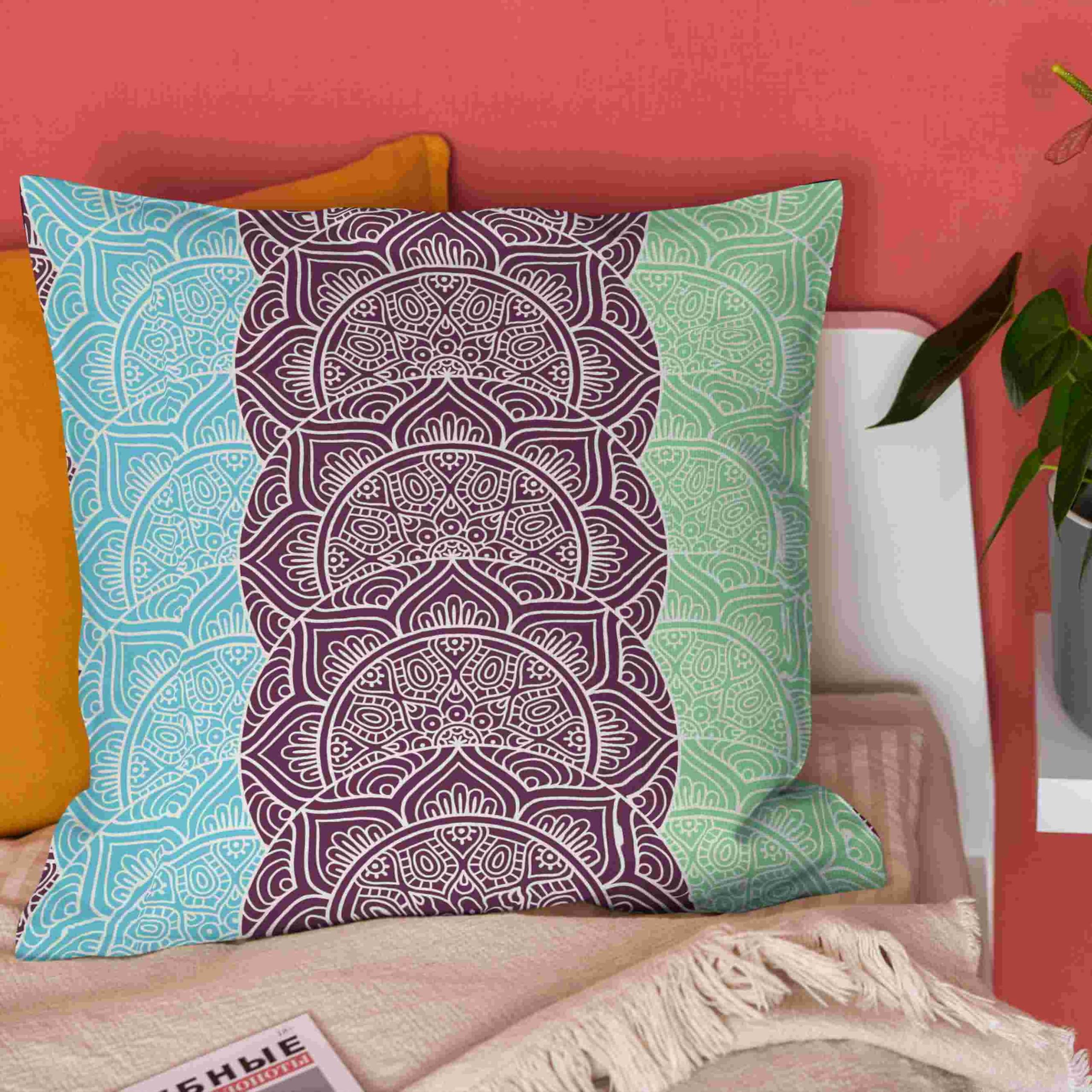 Lino Copricuscini Estate Federe Cuscino Tropicali 50x50cm, Mandala Federe per Cuscini in Cotone Federe Cuscino Lungo Divano da Salotto 4Pcs