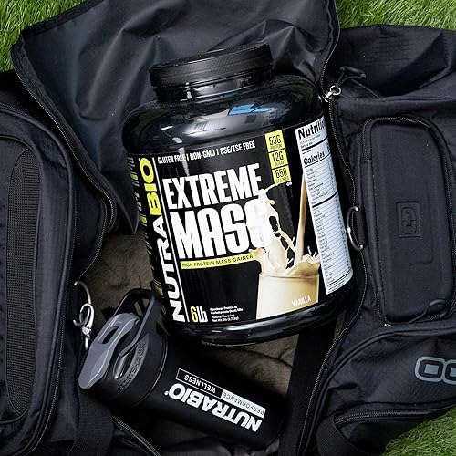 Vista 16 de NutraBio Extreme Mass Gainer - Proteína en polvo, 1.87 oz de proteína, ganador de peso limpio, aumento de masa muscular, aminoácido de espectro