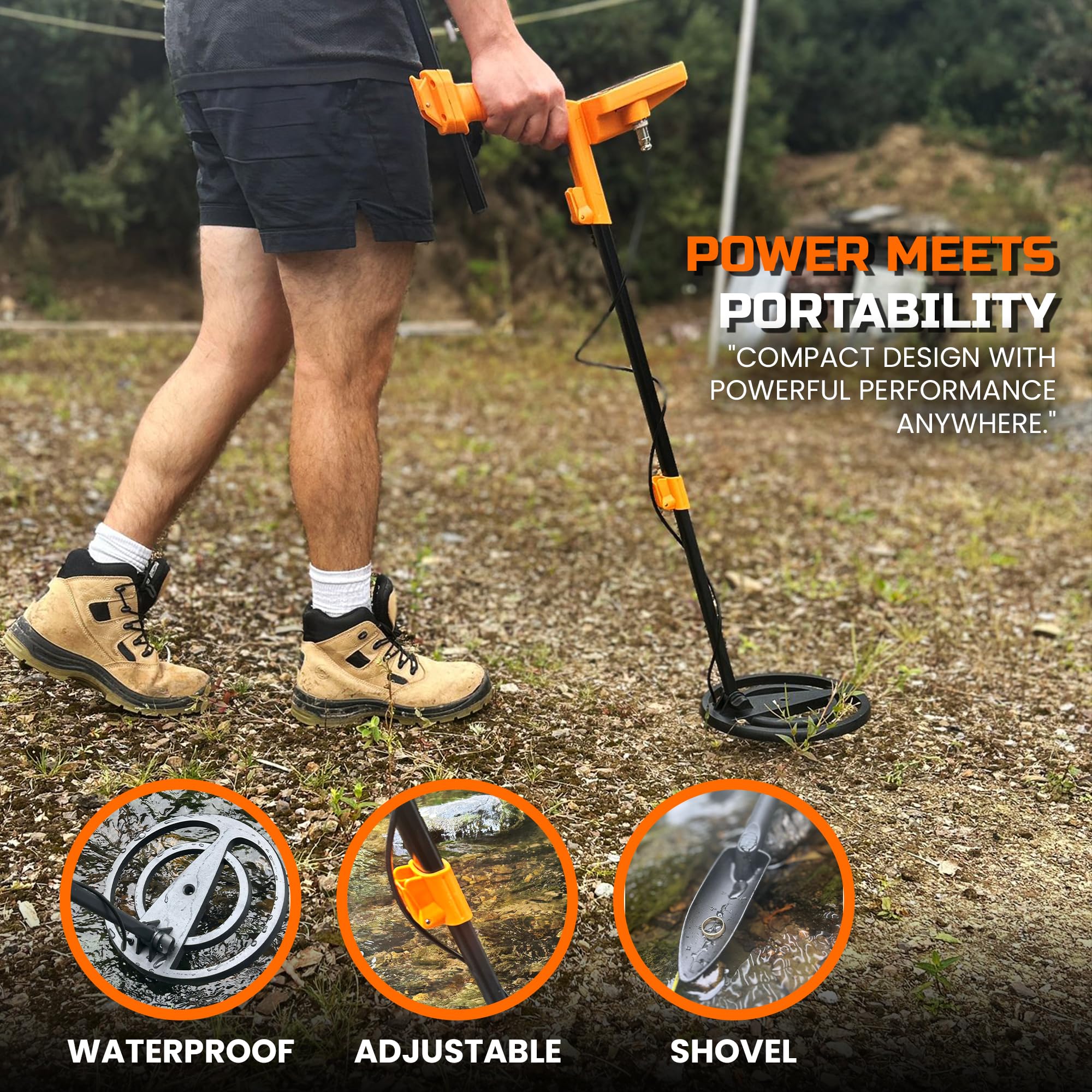 BoJa&Co Detector de metales para adultos con puntero de alfiler, detector de oro profesional impermeable, kit recargable con 5 modos, auriculares, bolsa de transporte, pala 4 en 1 y puntero de alfiler