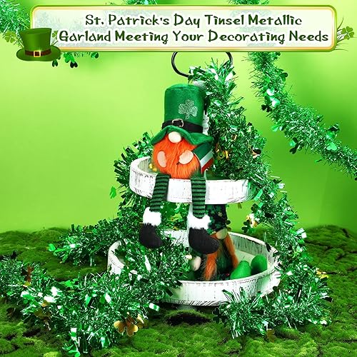 Miniatura 4 de 4 guirnaldas metálicas de oropel del día de San Patricio 263 pies trébol guirnalda metálica de oro verde trébol oropel guirnalda de oropel para
