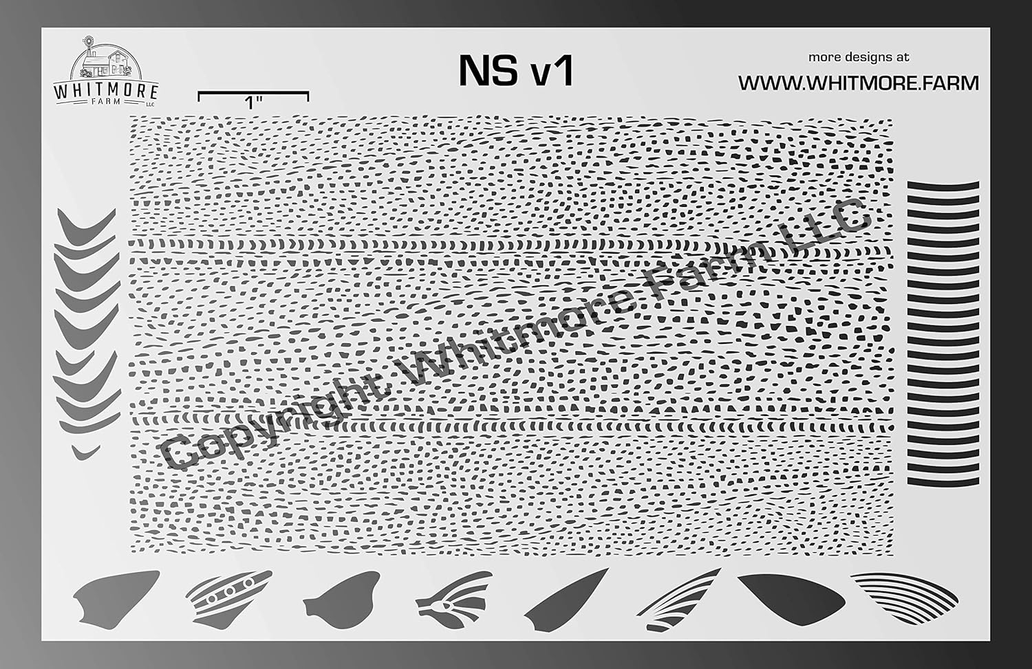 Whitmore Farm LLC NS v1 Mesh Fishing Lure Airbrush Stencil - Mylar Reusable