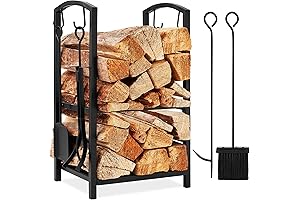 Premium Wrought Iron Fireplace Poker Kit with Storage