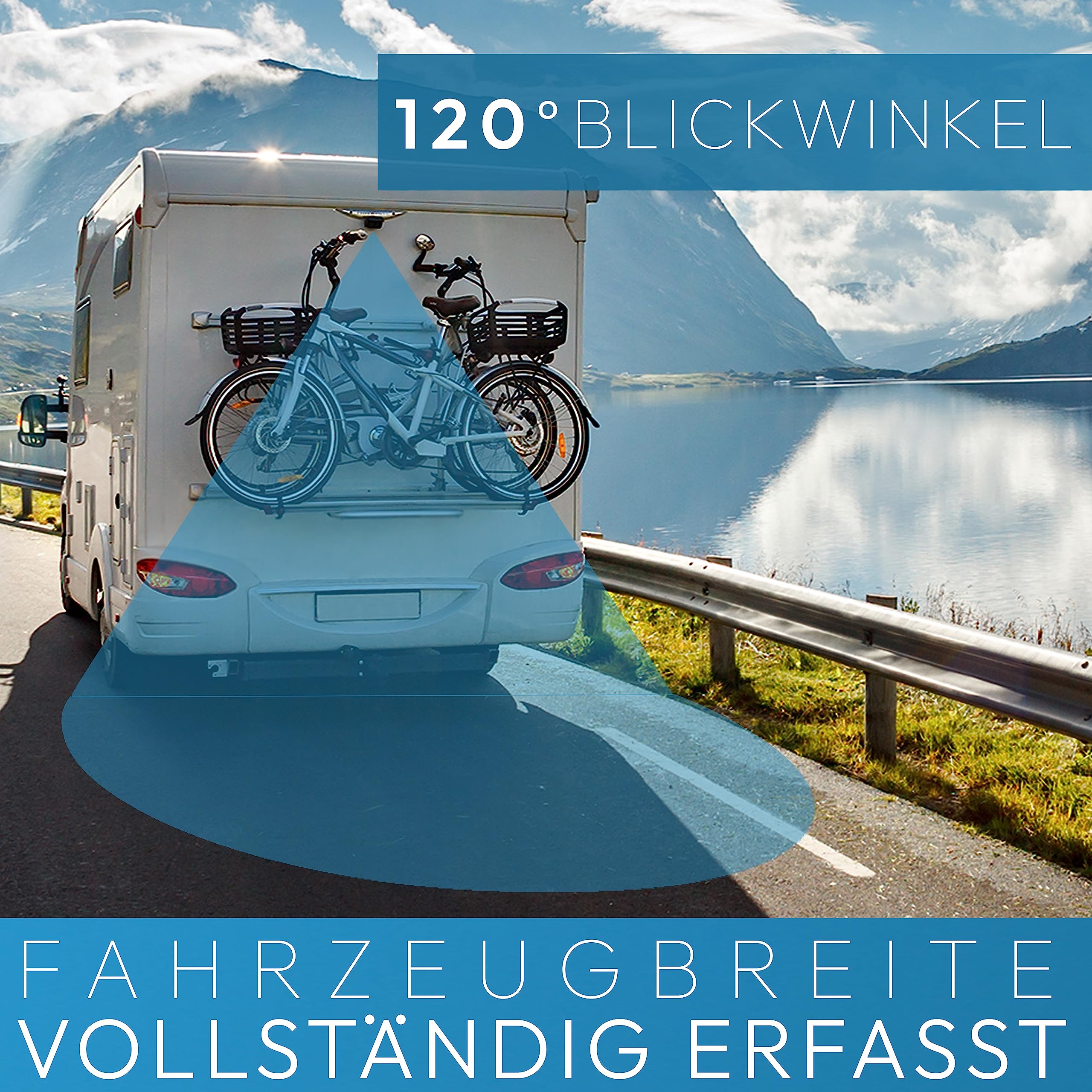 VSG24 Camper Rückfahrkamera Wohnmobil Wohnwagen Rückfahrsystem Nachtsicht Wetterfest 12V-24V Set Weiß