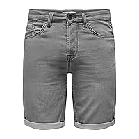 Only & Sons Pantaloncini da Uomo in Jeans, Grigio Denim.
