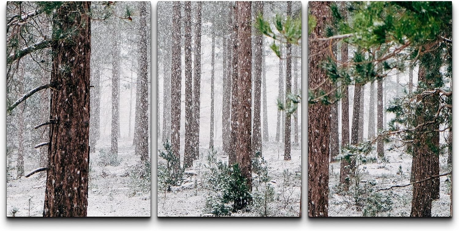 Amazon.com: wall26 Canvas Print Wall Art Snow Through Winter Pine Tree ...