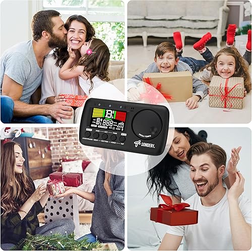 Miniatura 5 de Sondery Sintonizador de metrónomo digital 3 en 1 para todos los instrumentos, metrónomo recargable con Tap Tempo, afinador cromático generador de