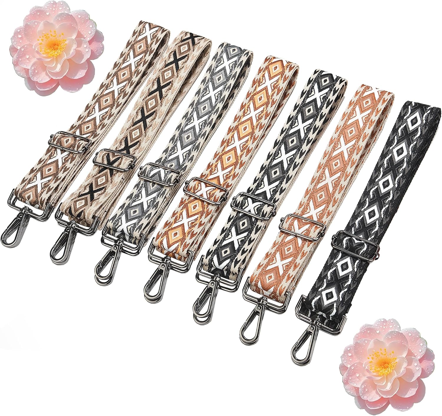 1.5" Wide Purse Strap Adjustable Replacement Gunmetal Hardware Long Crossbody Bag Strap for Thick Shoulder Bags Canvas Handbags Straps