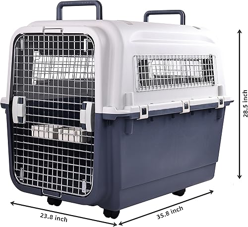 Miniatura 19 de Elevon Perreras de plástico, jaula de plástico para perros, transportadora de mascotas aprobada por aerolíneas para perros y gatos de viaje más