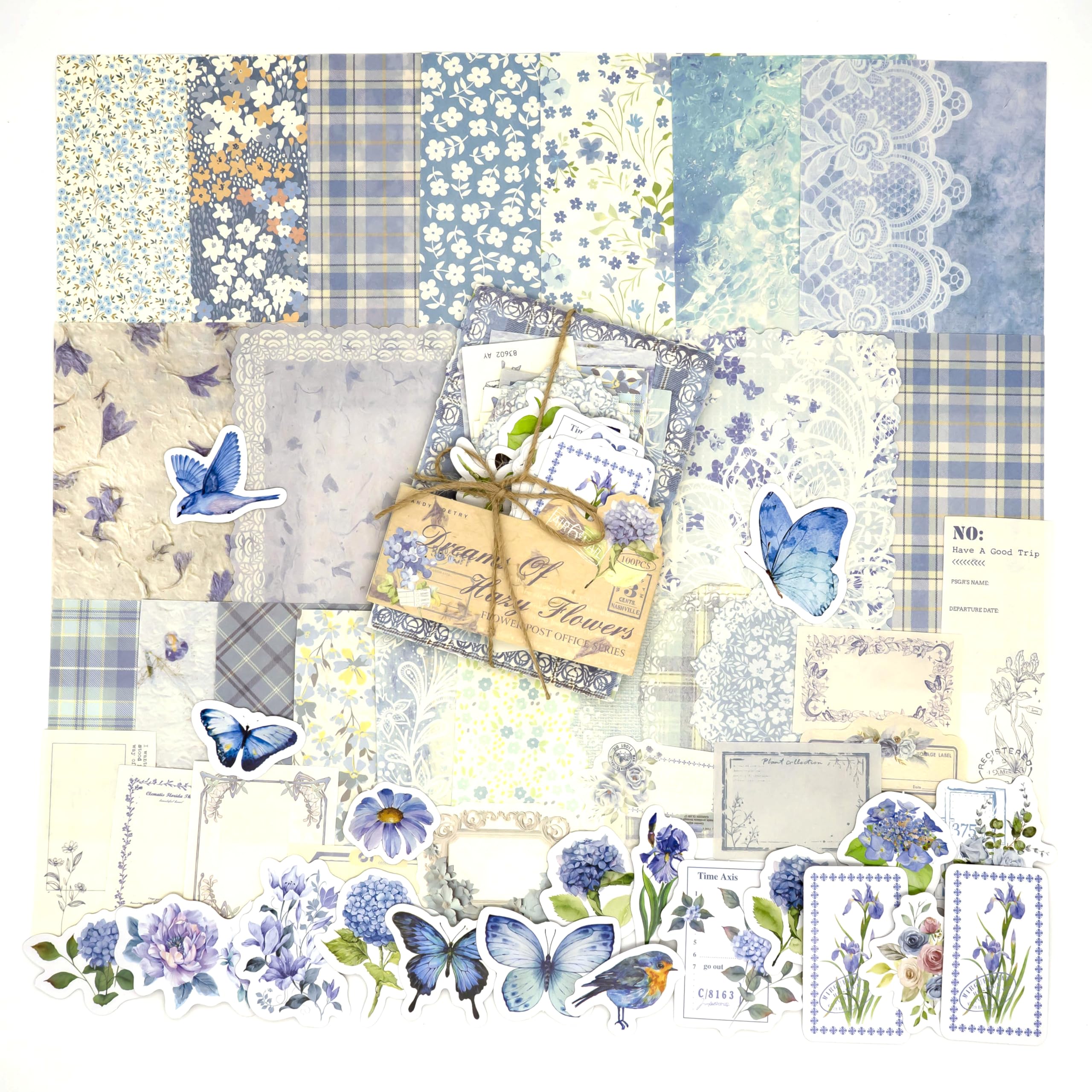 Vintage Floral Scrapbook Paper & Stickers - 400pcs -9