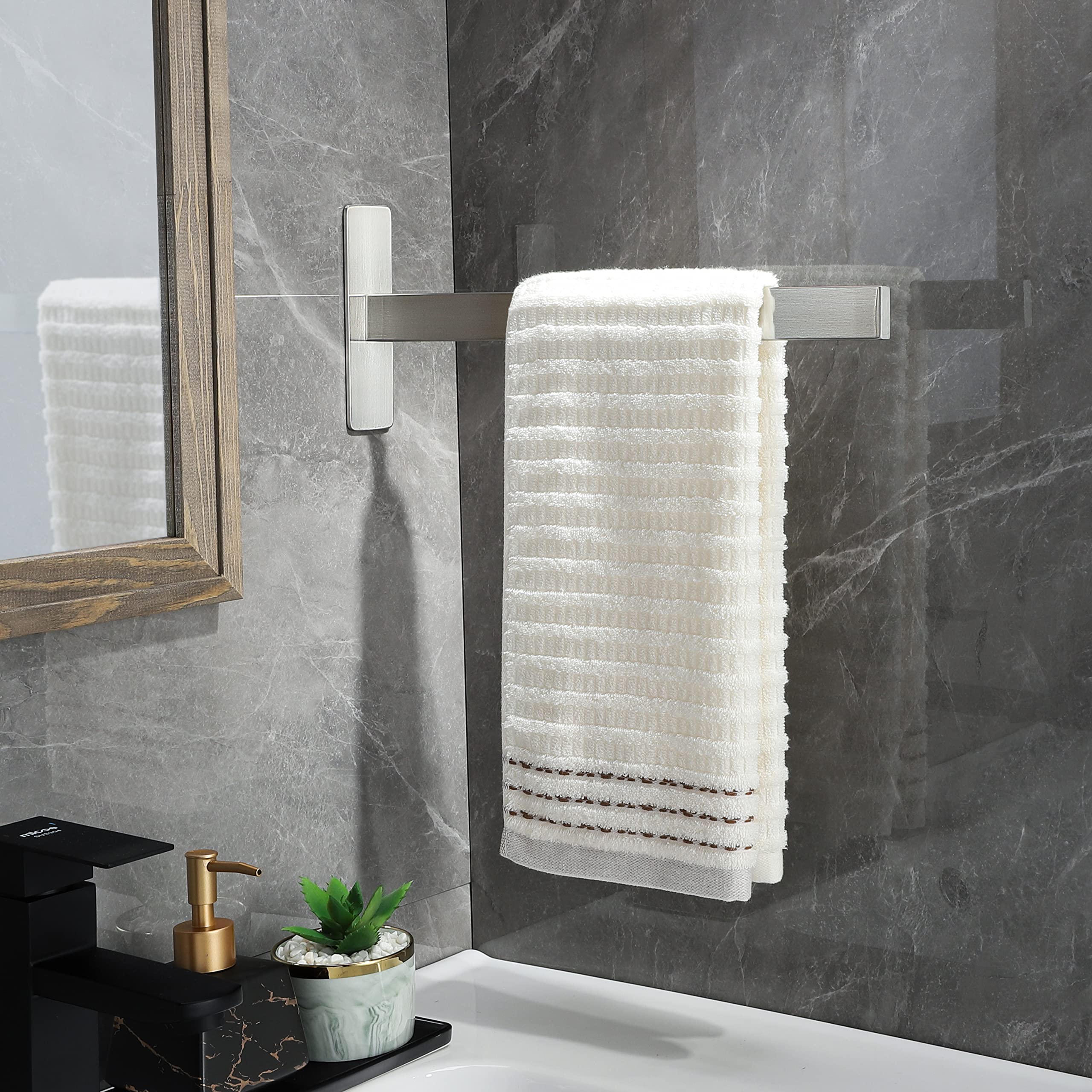 Toallero Doble Baño Toallero Acero Inoxidable Doble - 40 Cm, Montaje Sin Taladro (adhesivo), Para Baño O Cocina, Plata Toallero Baño