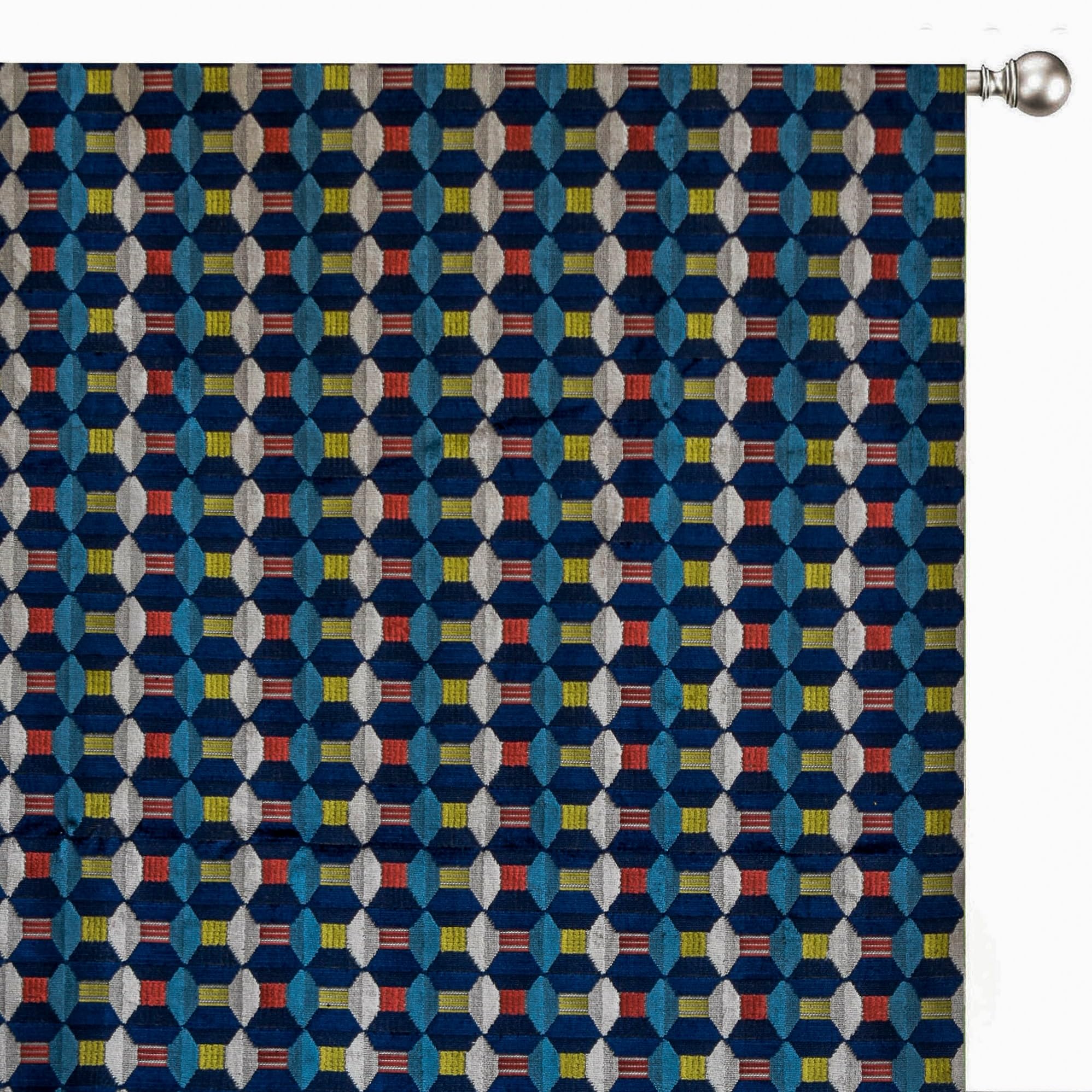 Tienda de tejidos directa Azul y rojo Terciopelo Jacquard Tela Por metro, 10 metros continuos 140 centímetros ancho Abstracto Azul Al por mayor Terciopelo Tapicería Tela para Cortinas