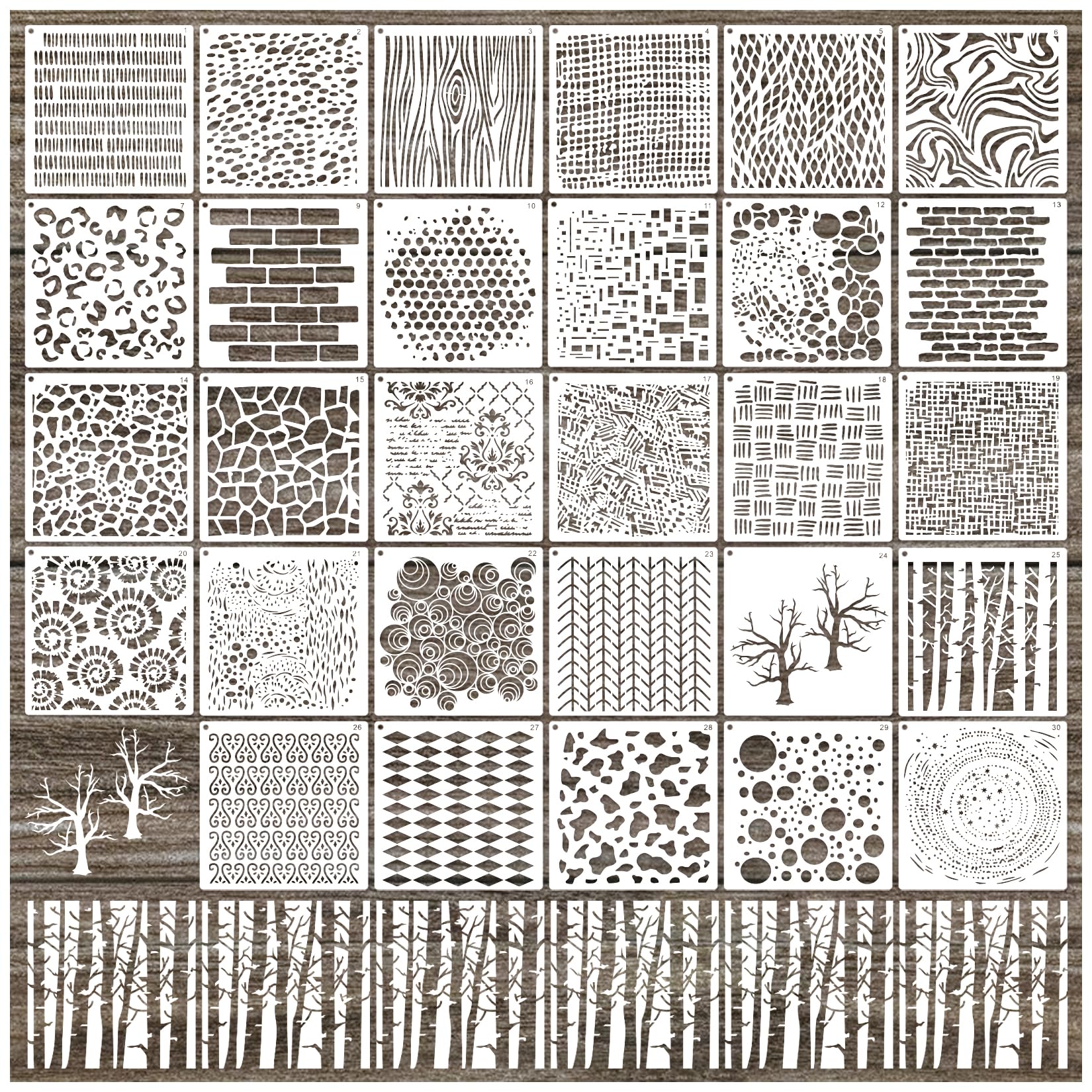 Yanroom 30pcs Texture Stencils for Crafts