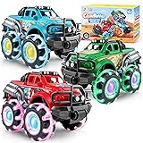 3Pack Monster Truck Toy - Toy Truck with Flashing LED Wheels - Light-Up Cars for Toddlers - Easter Basket Stuffers Birthday Gift for Boys Girls - Friction-Powered
