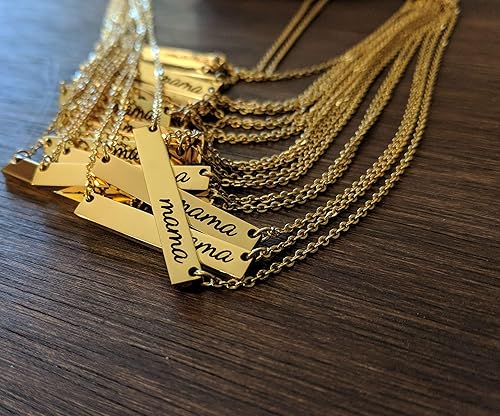 Miniatura 2 de Gold Bar Necklace - Mama Necklace - Gift For Mom - Name Necklace - Horizontal Necklace
