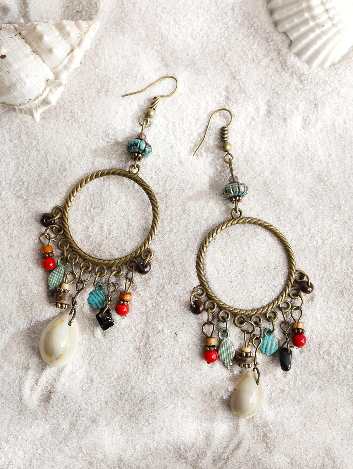 MINACHI Ethnic Vintage Bohemian Retro Antique Turquoise Color Theme Dangle Drop Earrings, Boho Jewelry Gift for Women - Image 2