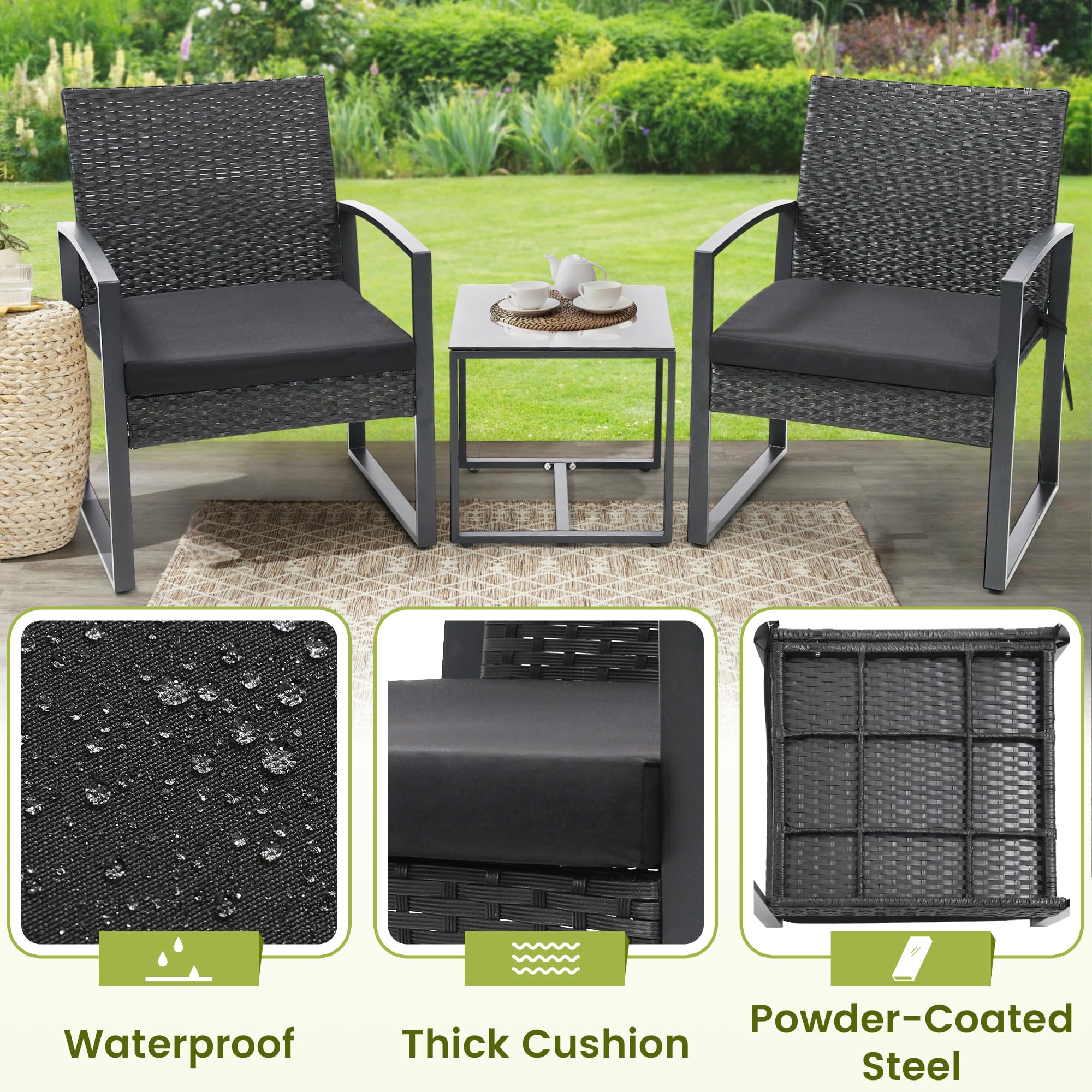 Best Patio Conversation Sets for 2026 3 Murago Outdoor 3-Piece Wicker Bistro Set, Patio Conversation Set — product photo