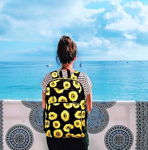 Miniatura 7 de KEOFID Mochila para laptop, mochila de viaje para hombres y mujeres, puerto de carga USB, Girasol, 17,3 pulg., Moderno, casual, ligero, fuerte, firme