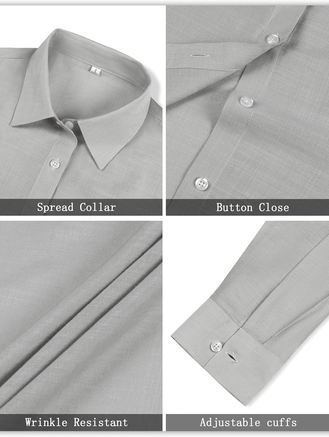 Women’s Linen Button Down Work Shirts Long Sleeve Solid Blouses - Image 3