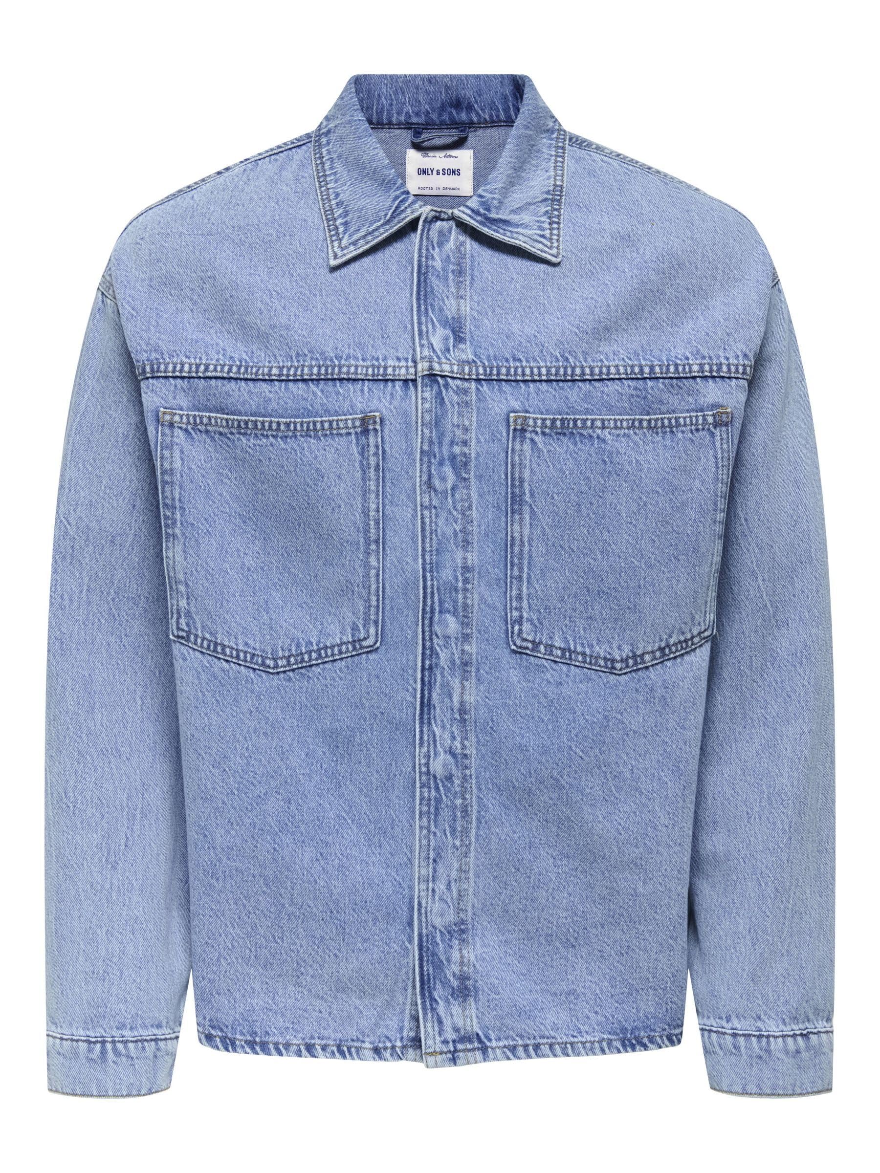 ONLY & SONS Male Denim Jacket Onsemil Denim Jacket, Medium Blue (Medium Blue Denim), M
