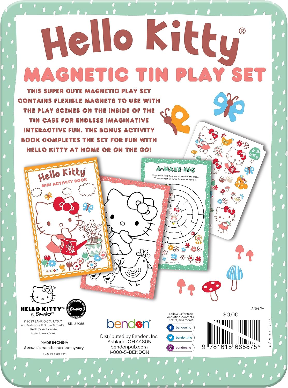 Hello Kitty Magnetic Tin Play Scene Kit, Imaginative Play, Bendon 59089