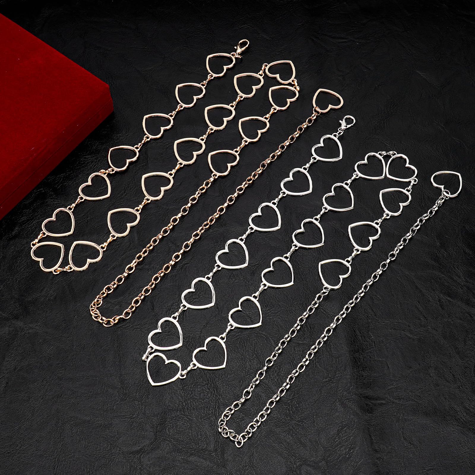Plus Size Chain Belt for Women 2 Pack Love Style Metal Chain Belt Women Belly Waist Chains, Extra Long Body Chain - Image 3