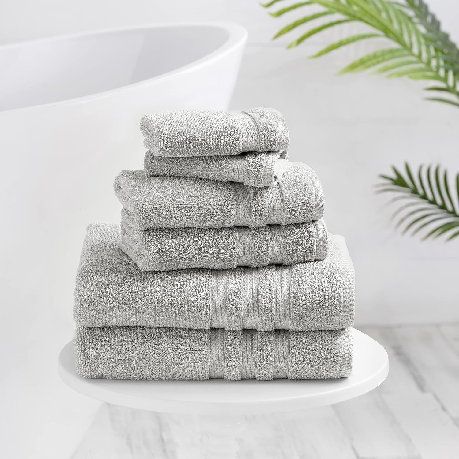 Welspun Basics Luxurious 100% Hygro Cotton 6 Piece Towel Set | Storm Cloud | Quick Dry | Absorbent | Durable | Softer & Lofter Wash After Wash | Sustainable | 600 GSM | 2 Bath 2 Hand 2 Wash Towels