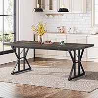 Vista 3 de Tribesigns Mesa de comedor estilo granja para 6 personas, mesa de comedor rectangular de madera de 70.8 pulgadas, mesa de cocina rústica con patas