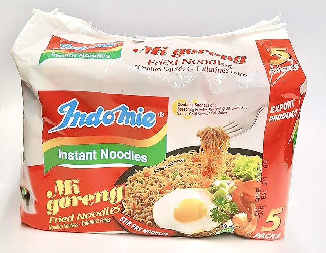 Indomie Mi Goreng Instant Stir Fry Noodles, Halal Certified, Original Flavor (Pack of 5) - Original - 15 Ounce (Pack of 5)
