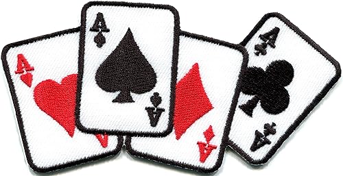 Miniatura 4 de Lote de 3 Poker as de espadas Diamantes Clubes Corazones dados Tarjetas Dados Señora Suerte Las Vegas Bordado Apliques Parches Hierro