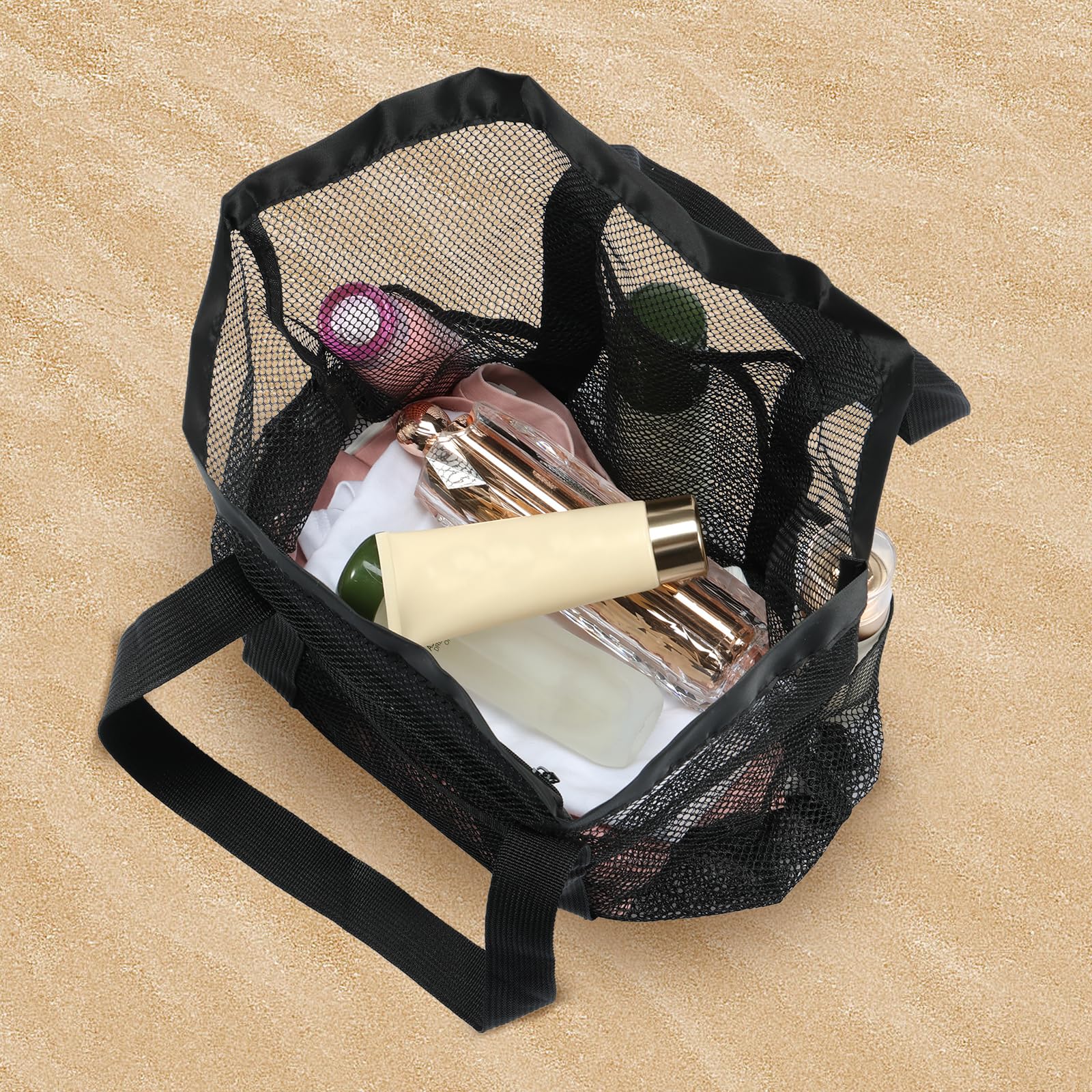 4 Pcs Mesh Shower Caddy Foldable Mesh Beach Bag Portable Mesh Shower Tote Bag Fast Dry Dorm Shower