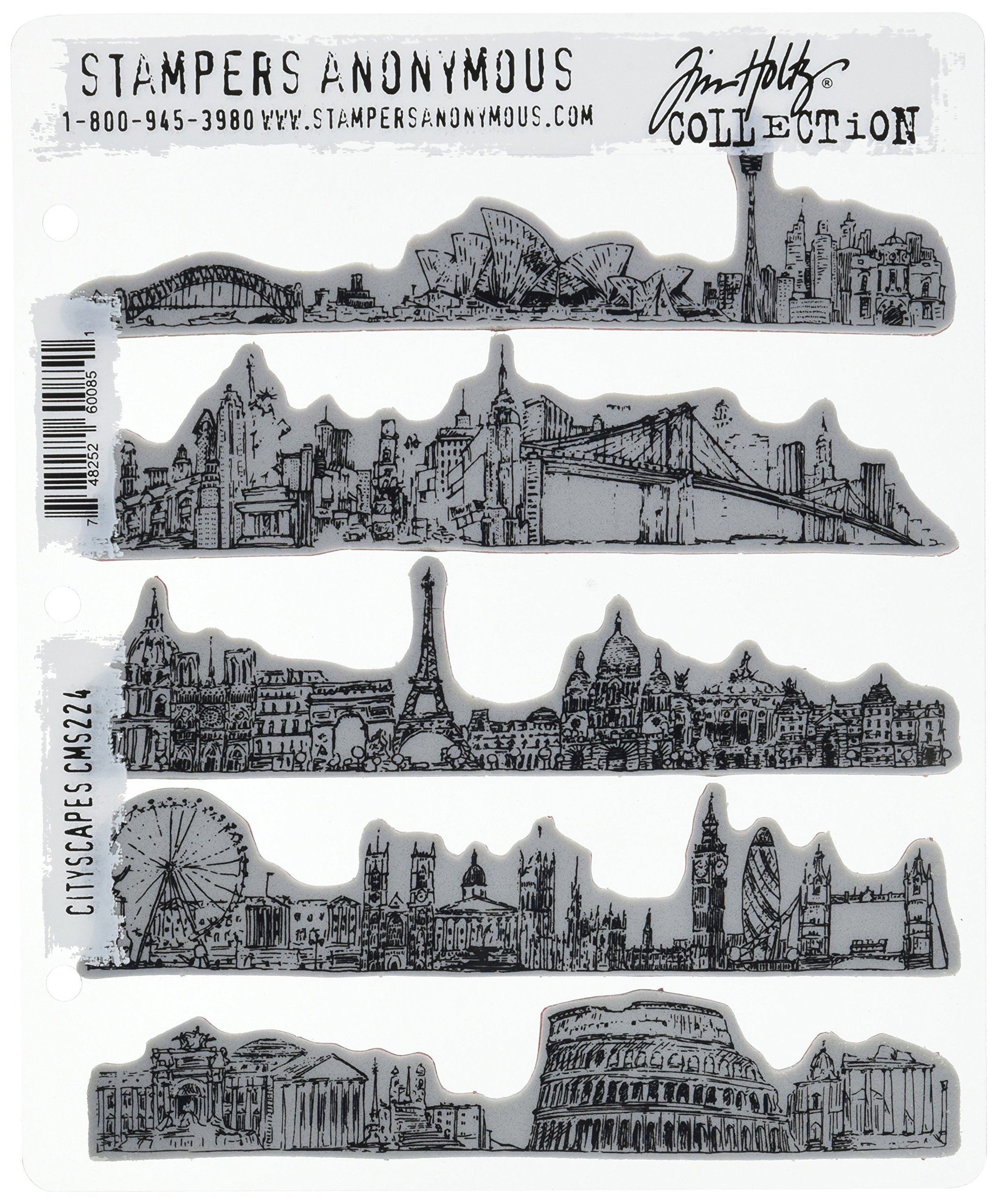 Stampers Anonymous Tim Holtz Cling Rubber Stamp Set 7"X8.5"-Cityscapes