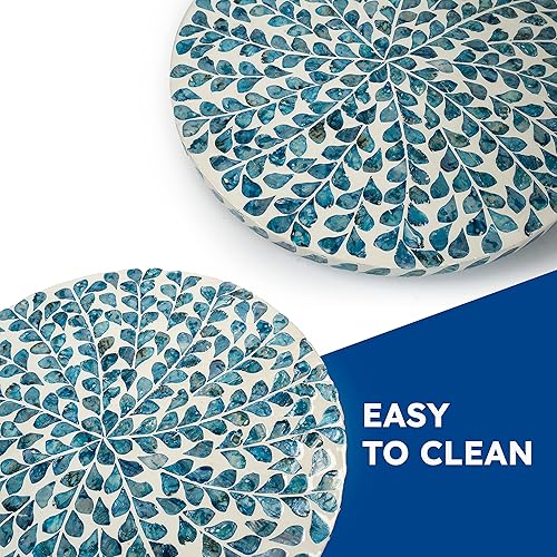 Miniatura 5 de CLAYNIX Lazy Susan para encimera, Lazy Susan para mesa, organizador de tocadiscos de madreperla, bandeja giratoria redonda de madera giratoria para