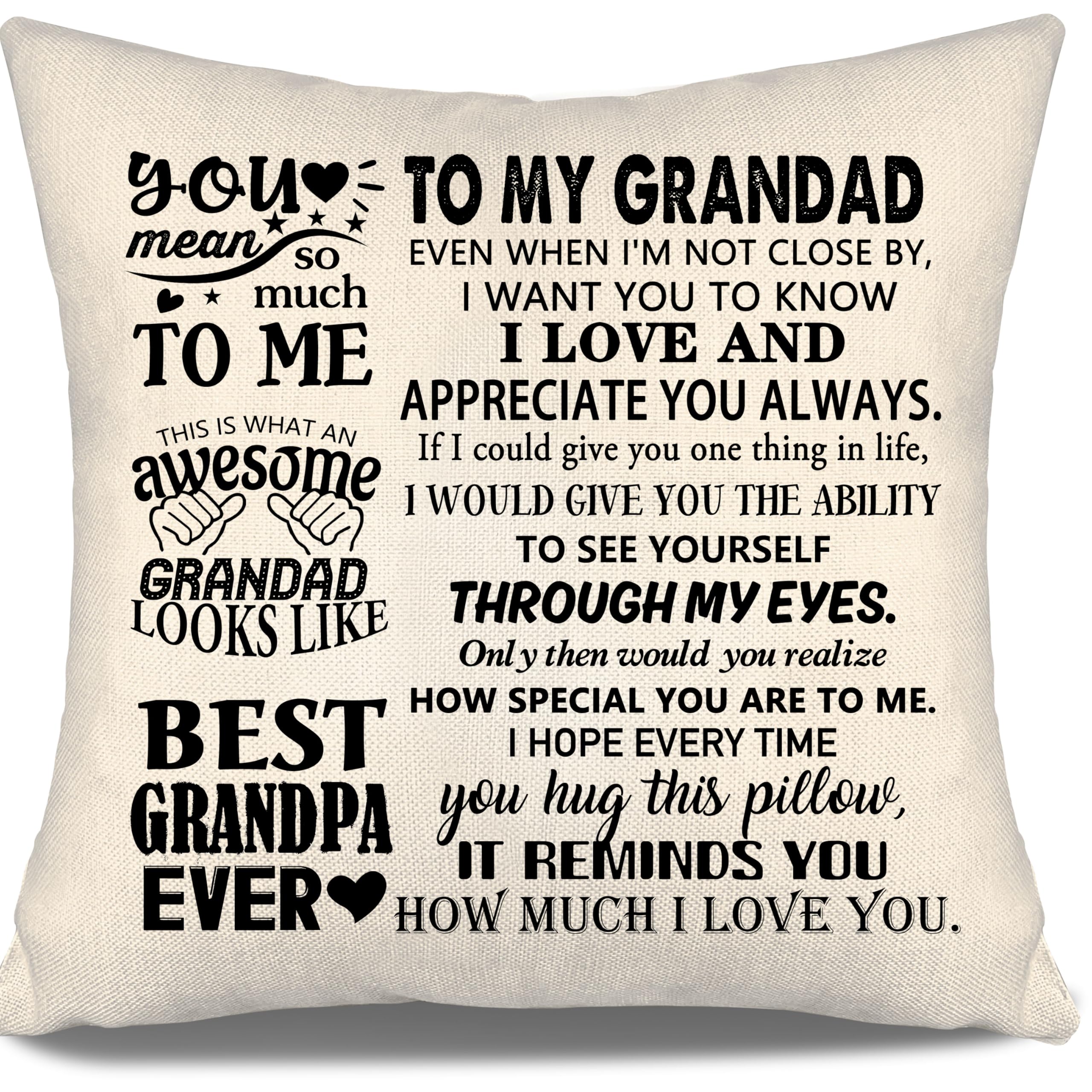 Aosumin Best Grandad Cushion Covers Ideas for Grandpa Grandfather from Granddaughter Grandson Birthday Father's Day Grandfather's Day (grandad)