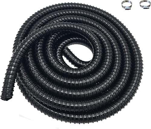 Miniatura 1 de Tubo de estanque corrugado de 34 pulgadas de identificación, manguera de acuario, manguera de estanque de cascada, tubo de PVC, 20 pies, color negro