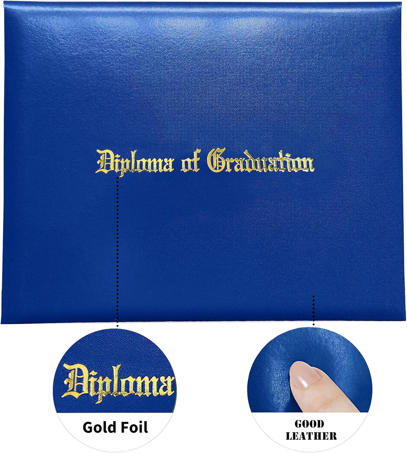 MyGradDay Imprinted Diploma Cover 8.5x11 Diploma Holder Graduation Certificate Cover Smooth Leather Letter Size Royal Blue